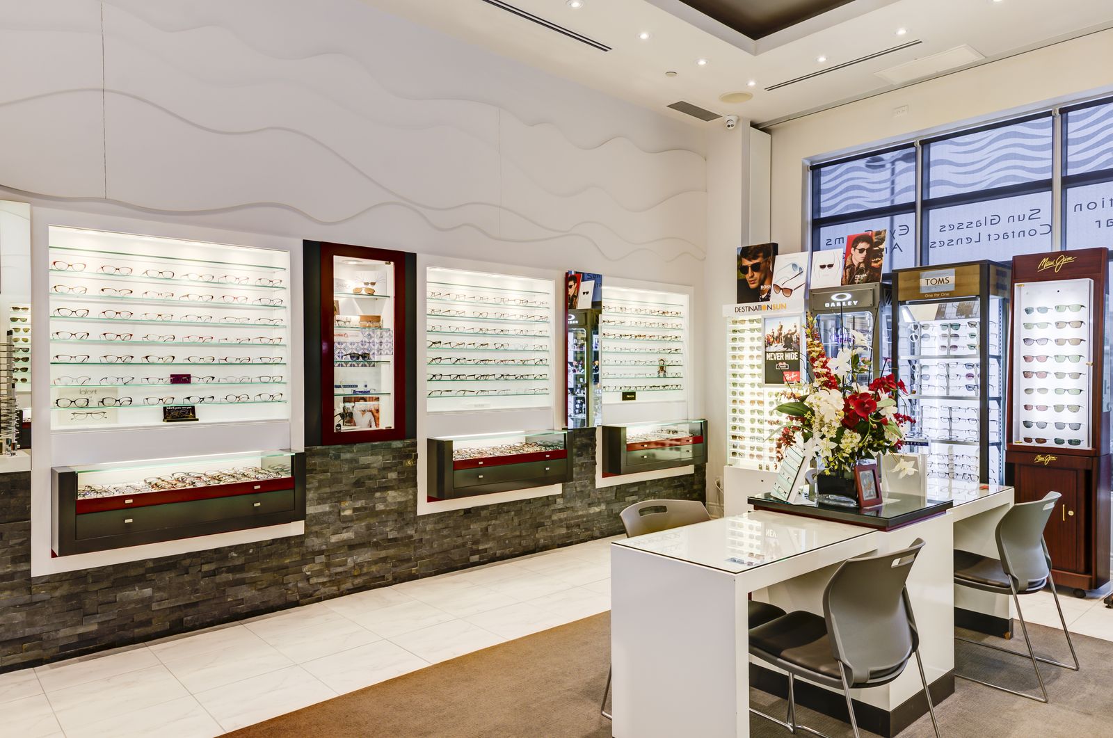 Frame walls inside the Blink VisionCare store in Brampton